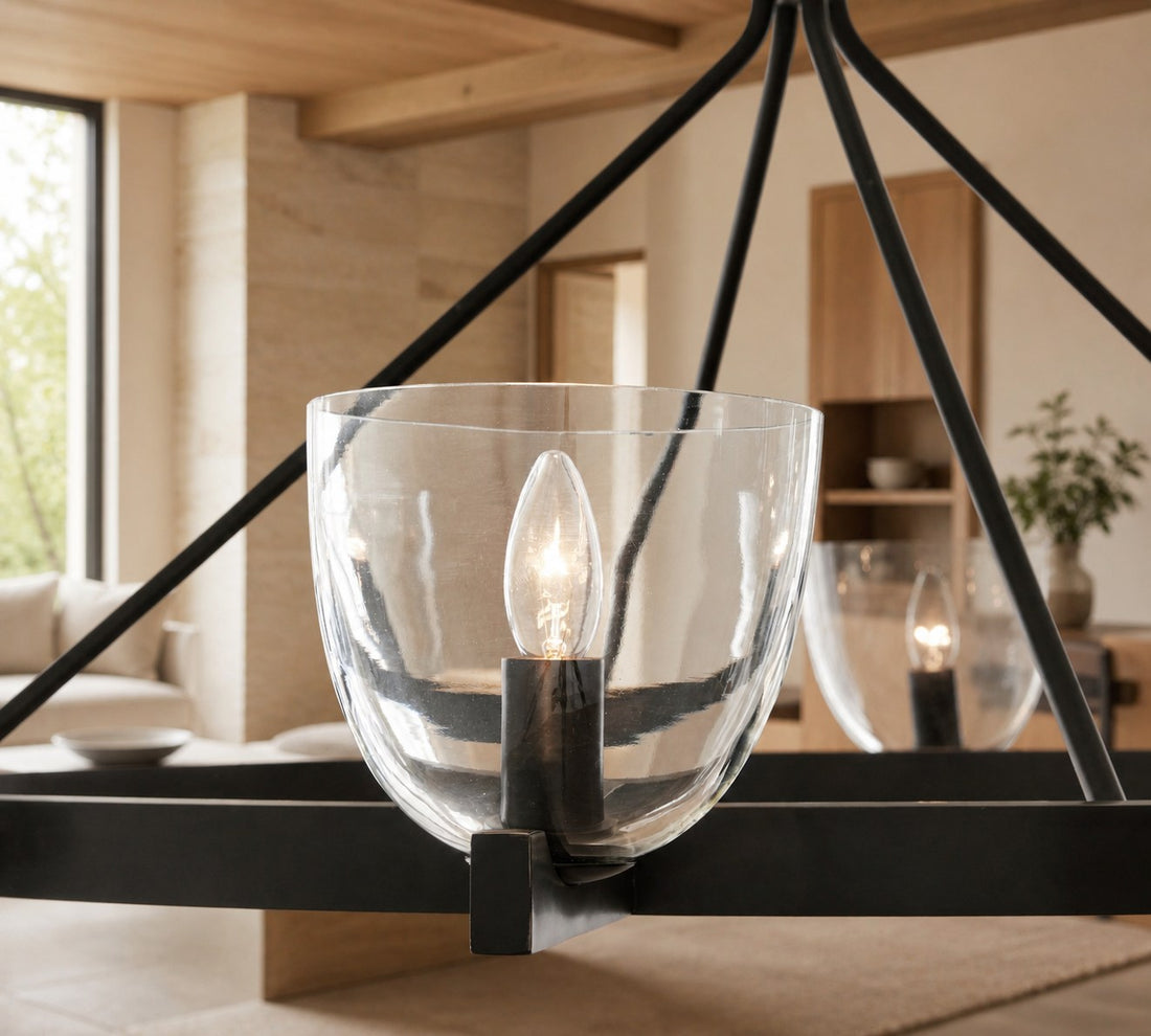 Auria Hand-blown Glass Metal Chandelier - Contemporary Brass Design
