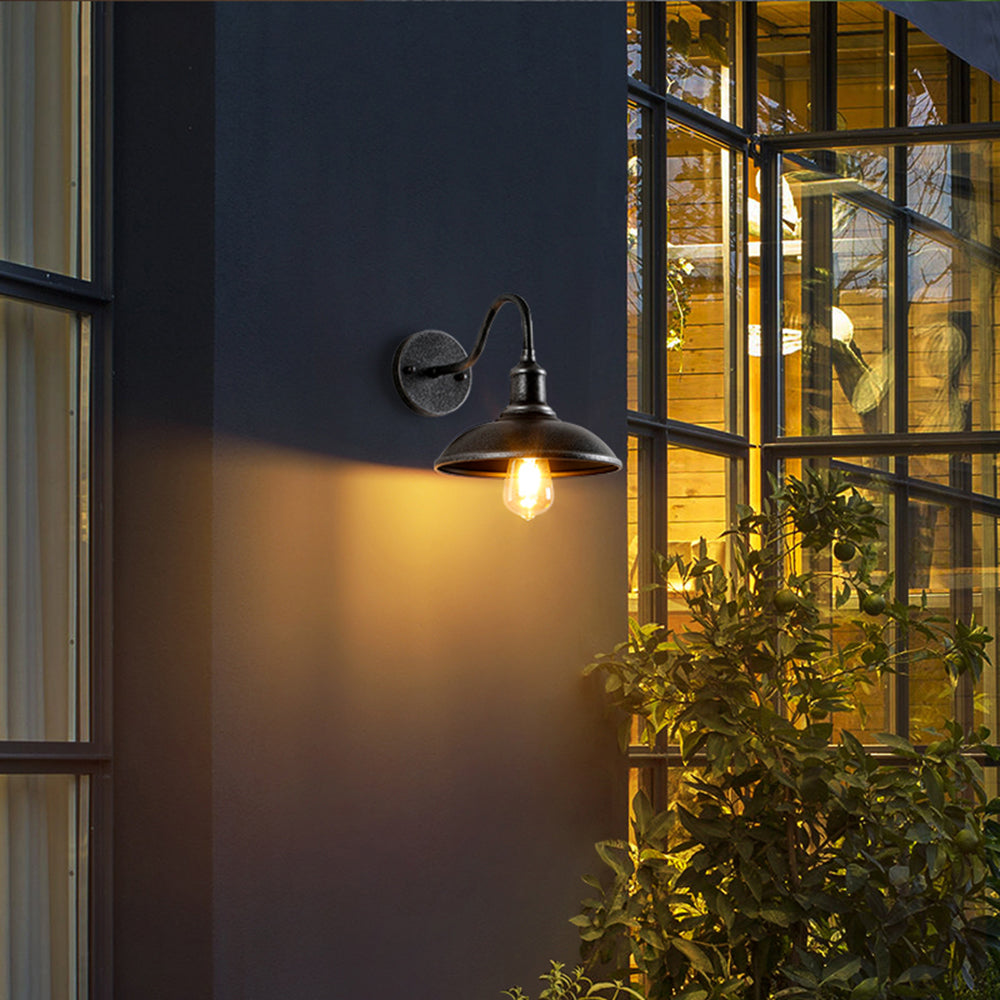 Retro Industrial Bowl Shaped Outdoor Waterproof Wall Light