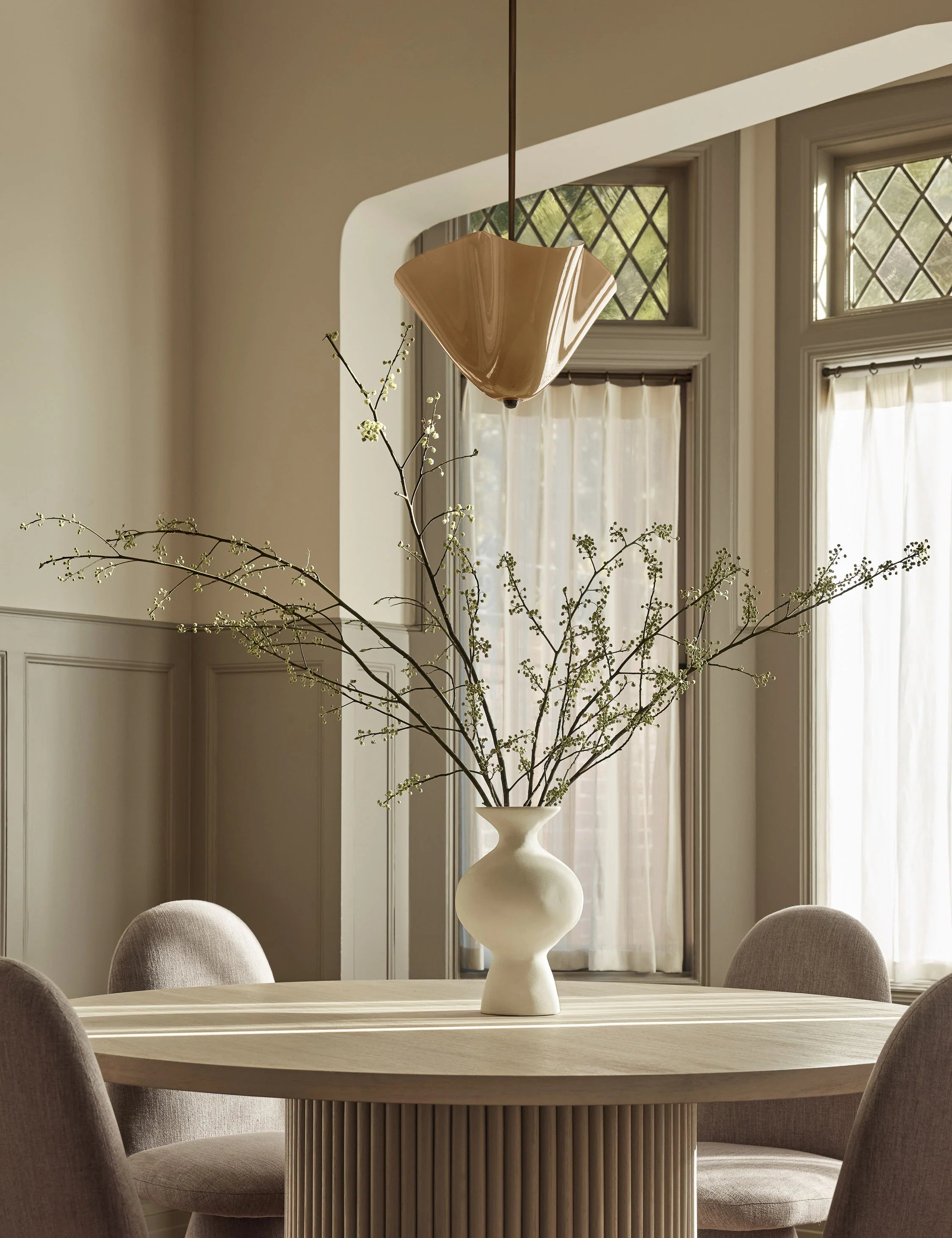 Bellina Radner Pendant Light – Colored Glass Shade with Brass Detail for Modern Spaces