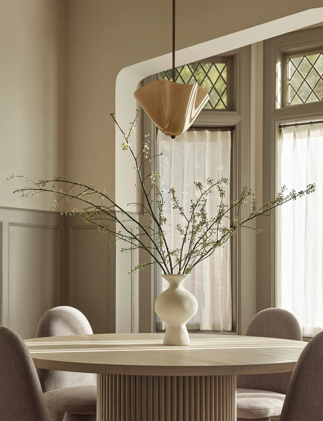 Bellina Radner Pendant Light – Colored Glass Shade with Brass Detail for Modern Spaces