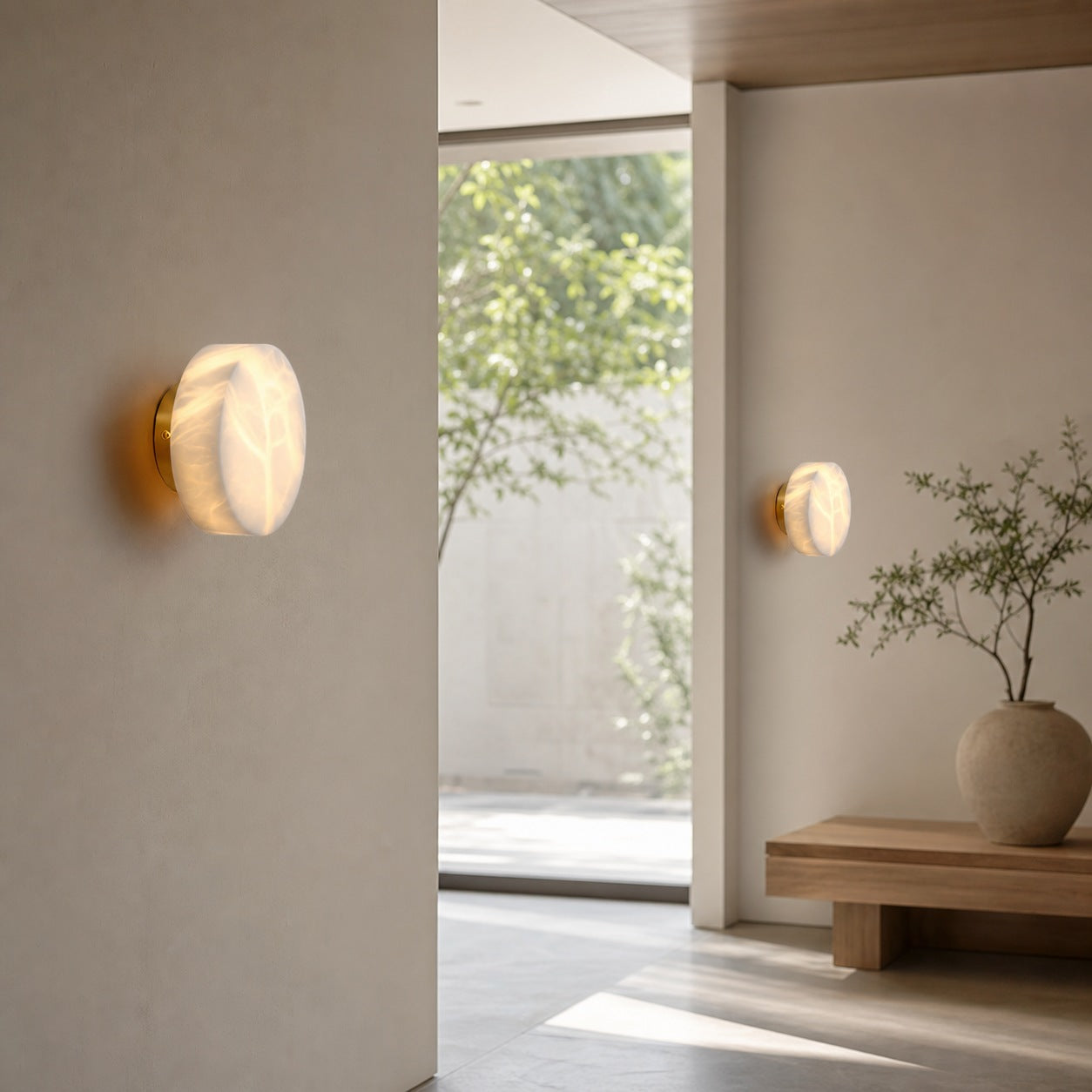 Cylindrical Alabaster Wall Lamp