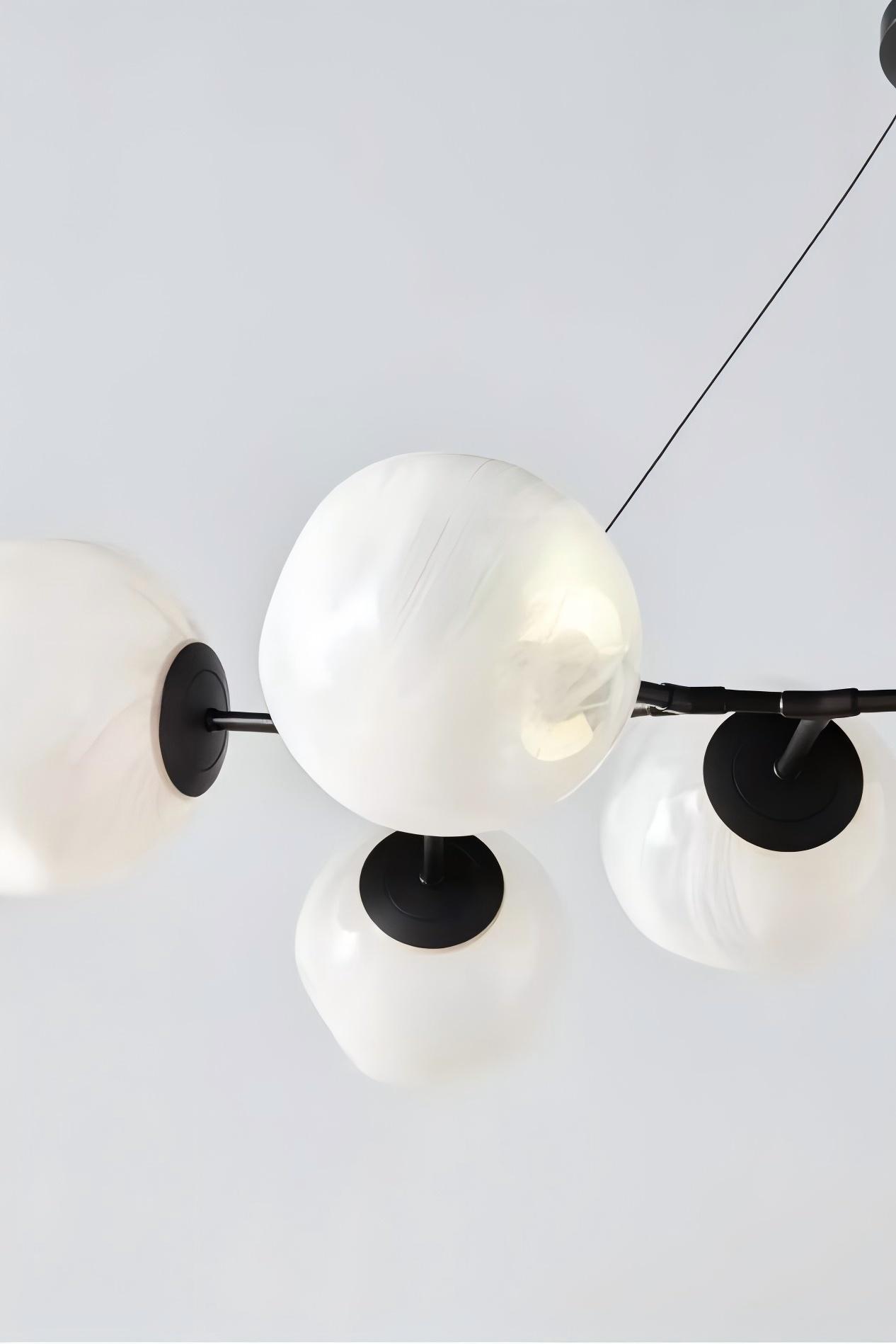 Pawrior Elegant Artistic Glass Spherical Metal Chandelier Perfect for Modern Interiors