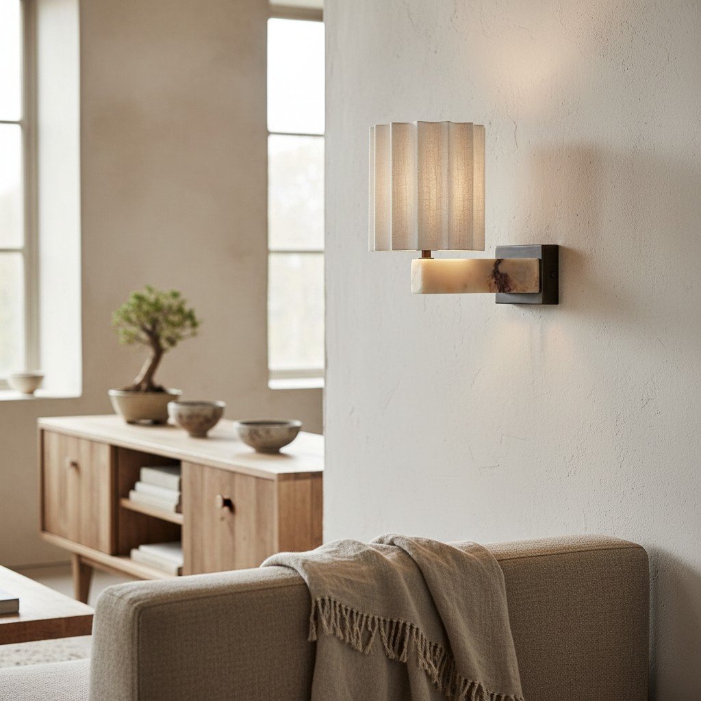 Cavilon Marble Decorative Wall Light – Elegant Linen Form Wall Light
