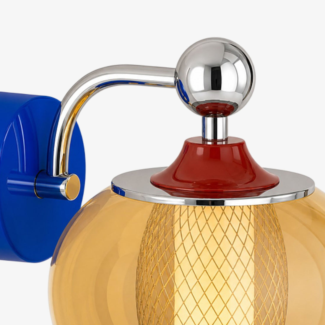 Multicolor curved arm and glass globe detail