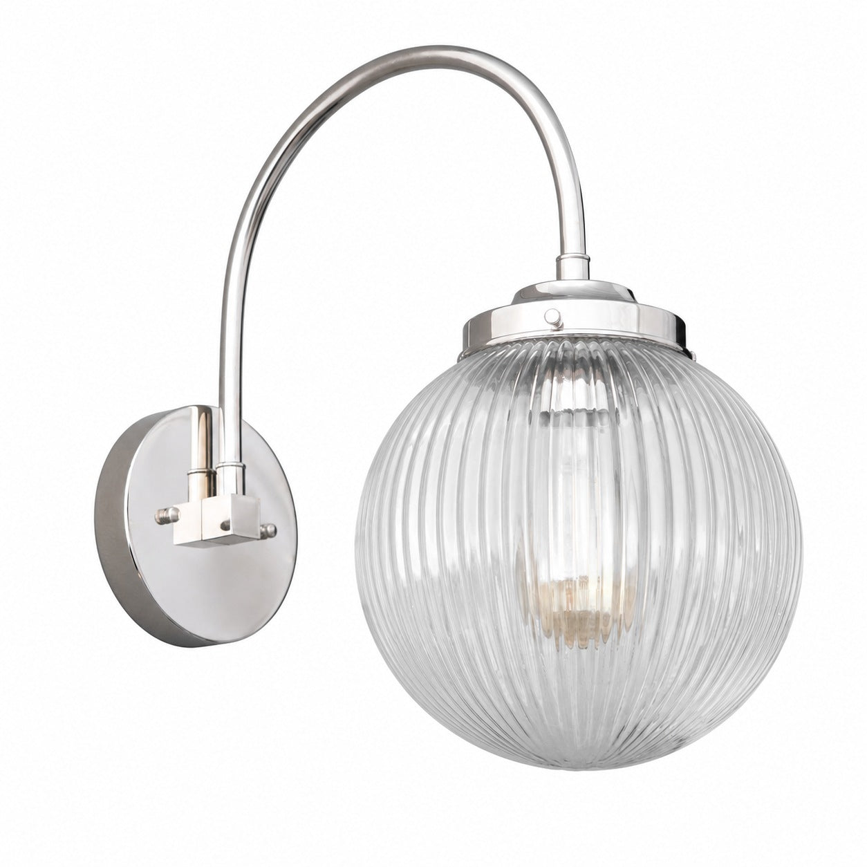 Glorica Glass Aged Brass Wall Sconce - Ribbed Glass Shade Industrial Style Lighting