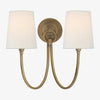 Roven Modern Double Wall Sconce with Curved Arms and Fabric Shades – Classic Accent Lighting for Bedroom