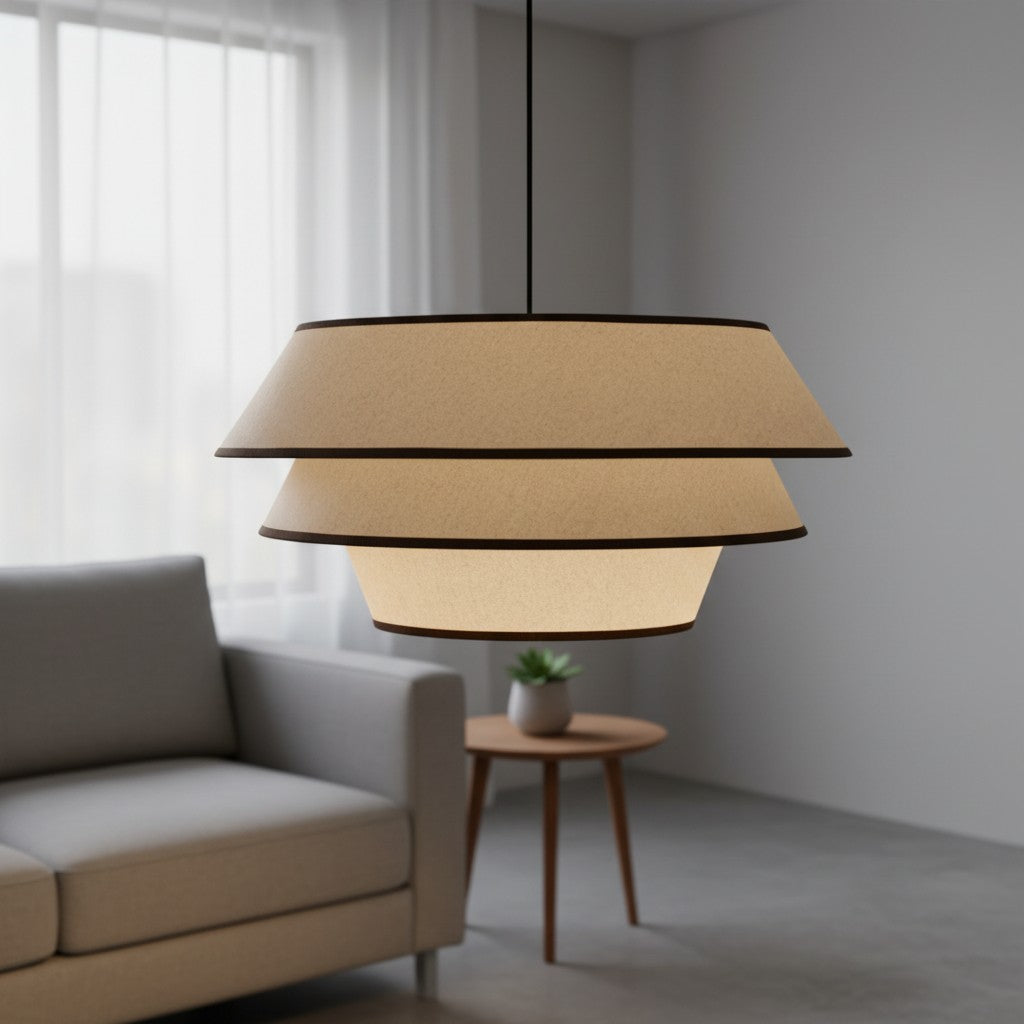 Tarivon Steel Frame Pendant with Fabric Shade – Modern Hanging Lamp for Dining Rooms