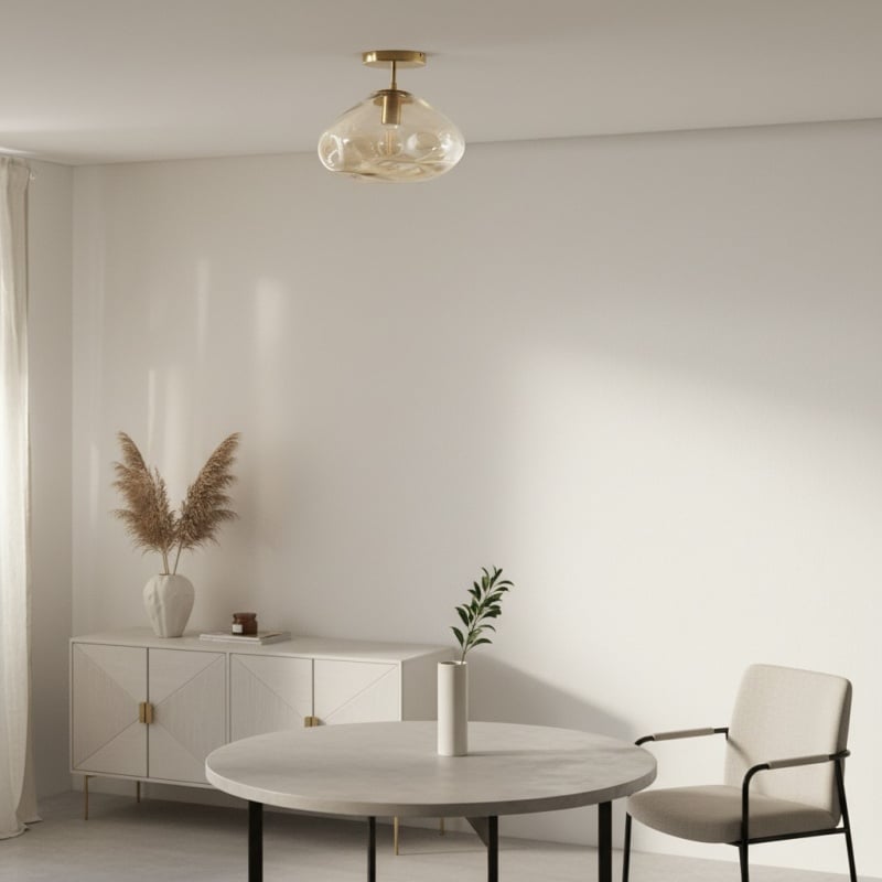 Glissora Reflective Glass Semi-Flush Ceiling Lamp – Sculptural Design, Versatile Finish for Hallways & Dining