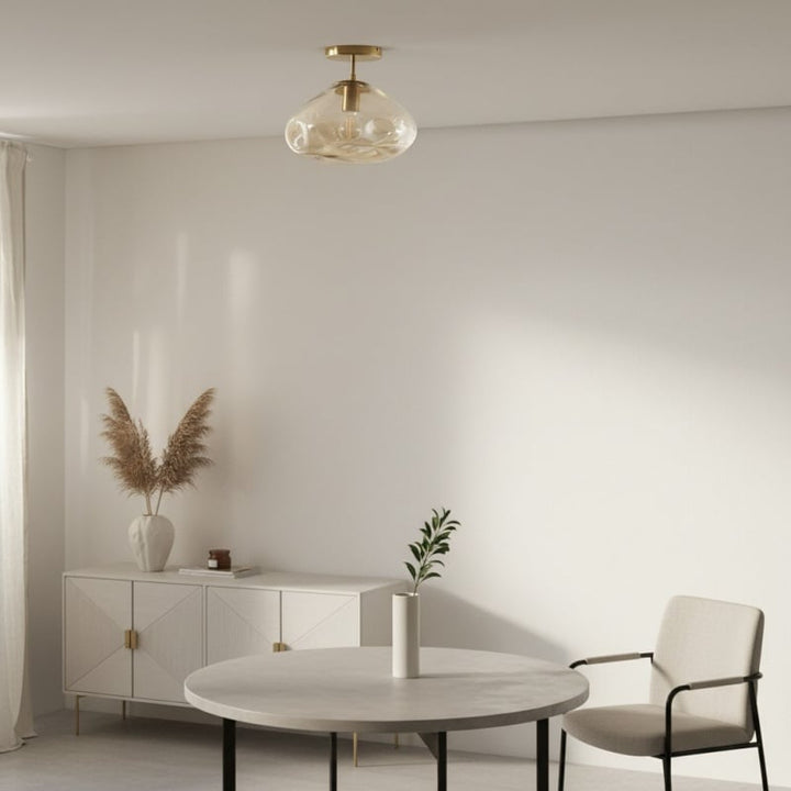 Glissora Reflective Glass Semi-Flush Ceiling Lamp – Sculptural Design, Versatile Finish for Hallways & Dining