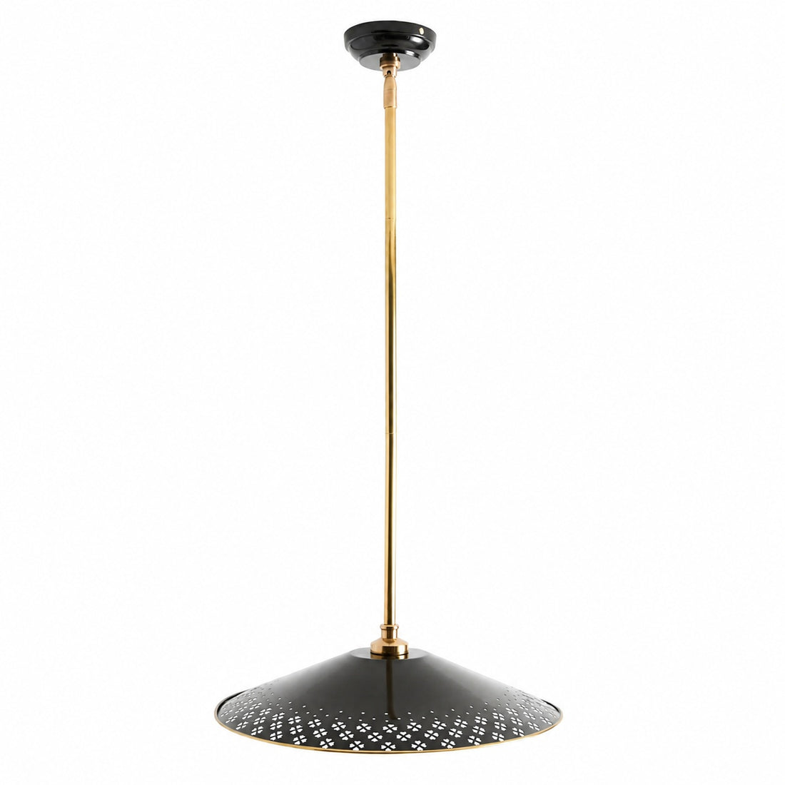 Auriglow Enameled Brass Pendant With Clover Cutout Shade