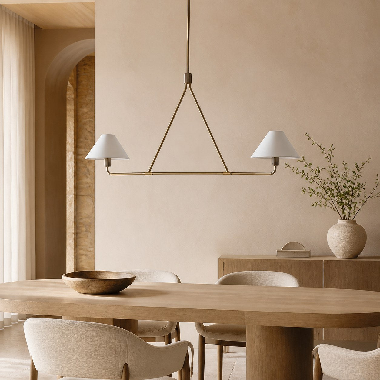 Diora Pendant Light -  Modern Metal Fixture with Linen Shades