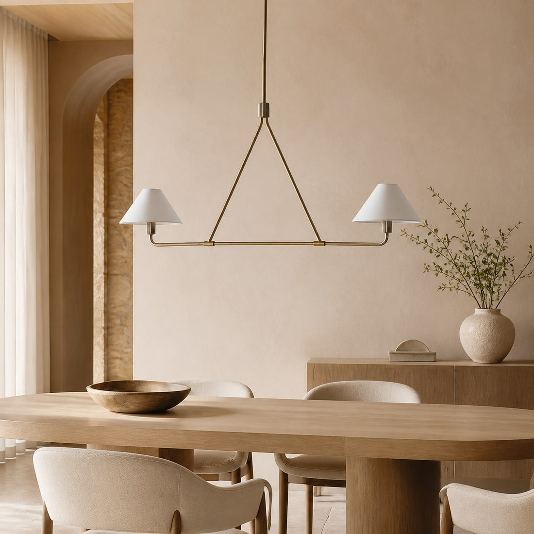 Diora Pendant Light -  Modern Metal Fixture with Linen Shades