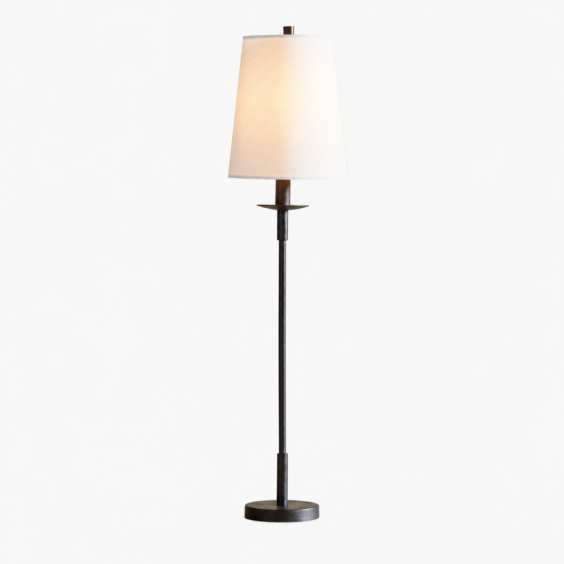 Rowan Modern Iron Table Lamp - Industrial Farmhouse Linen Bedside Reading Light