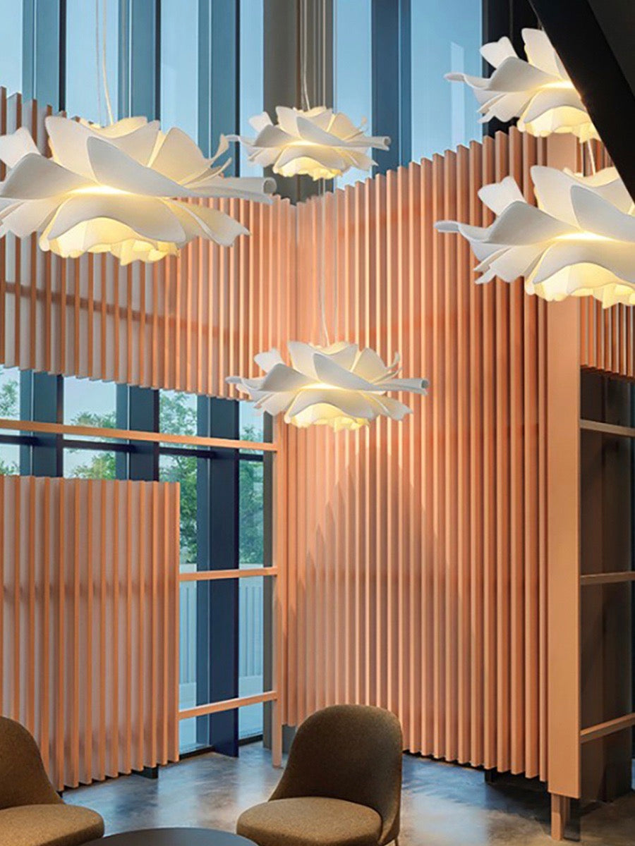 Nordic White Lotus Flower Pendant Light