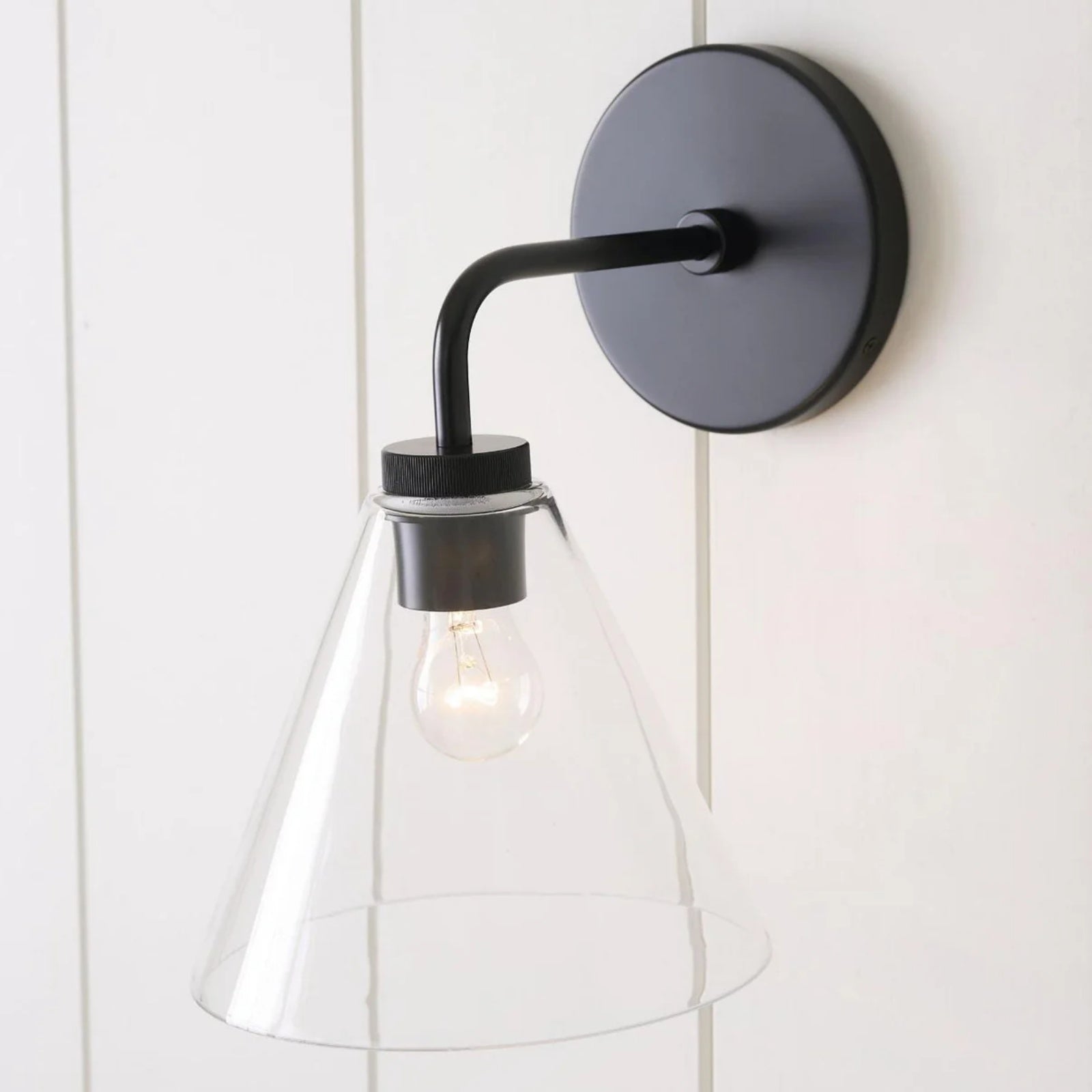 Korvi Iron Tapered Sconce Light - Wall Fixture in Black or Brass