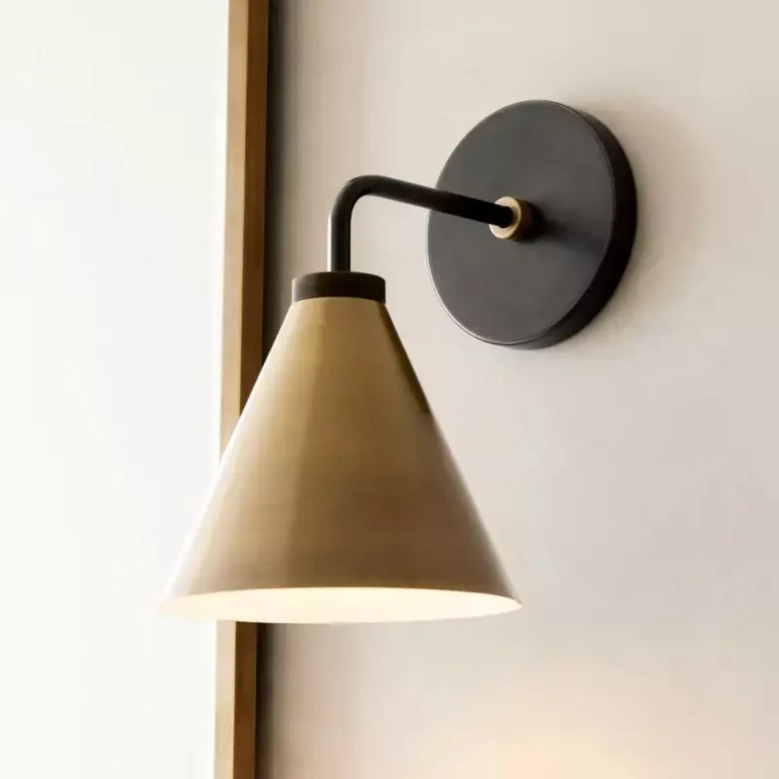 Korvi Iron Tapered Sconce Light - Wall Fixture in Black or Brass