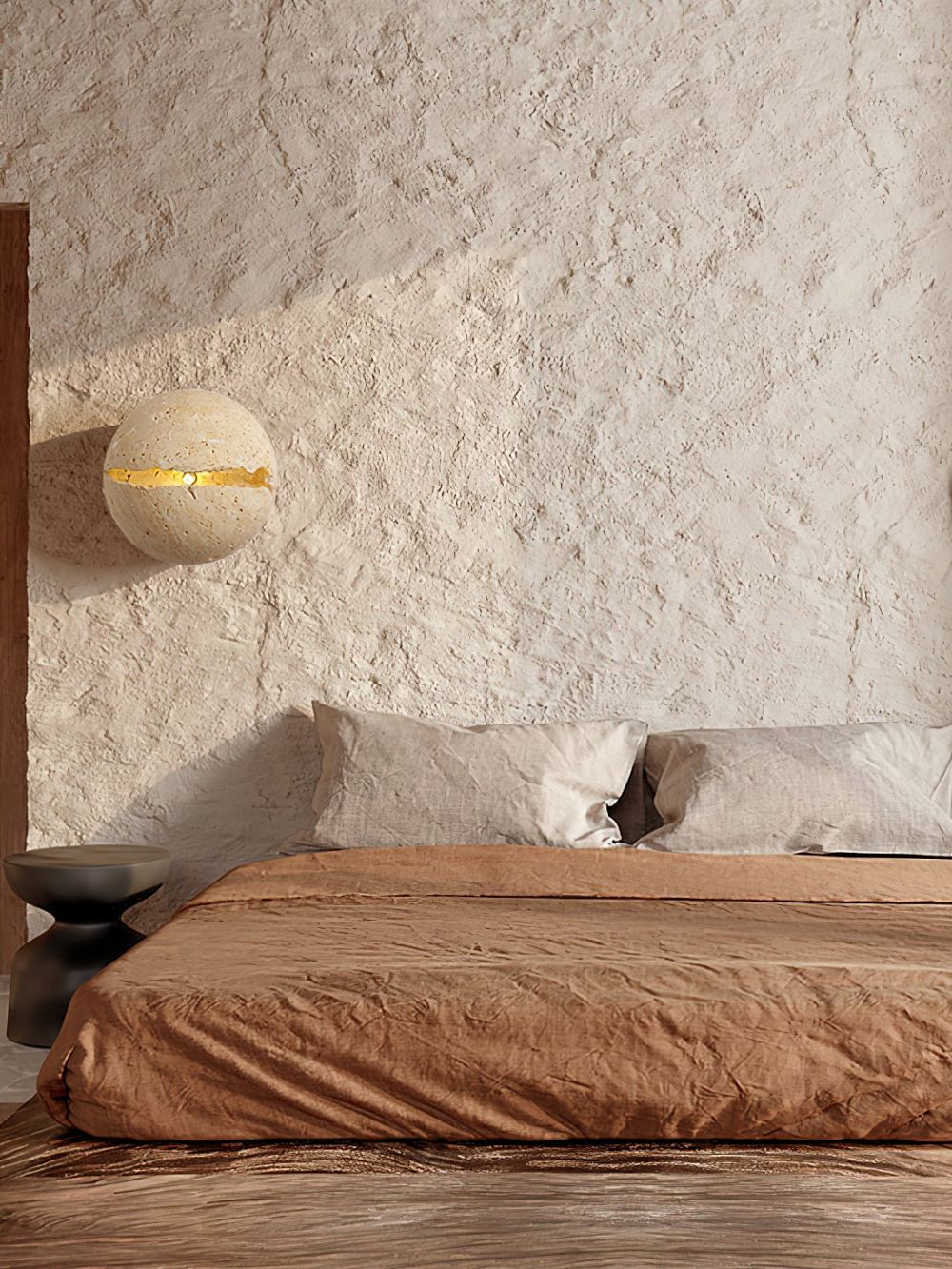 Hemispherical Split Travertine Wall Light