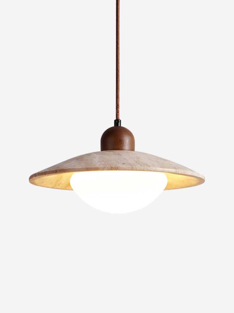 Nordic Wooden Plate Glass Travertine Pendant Light