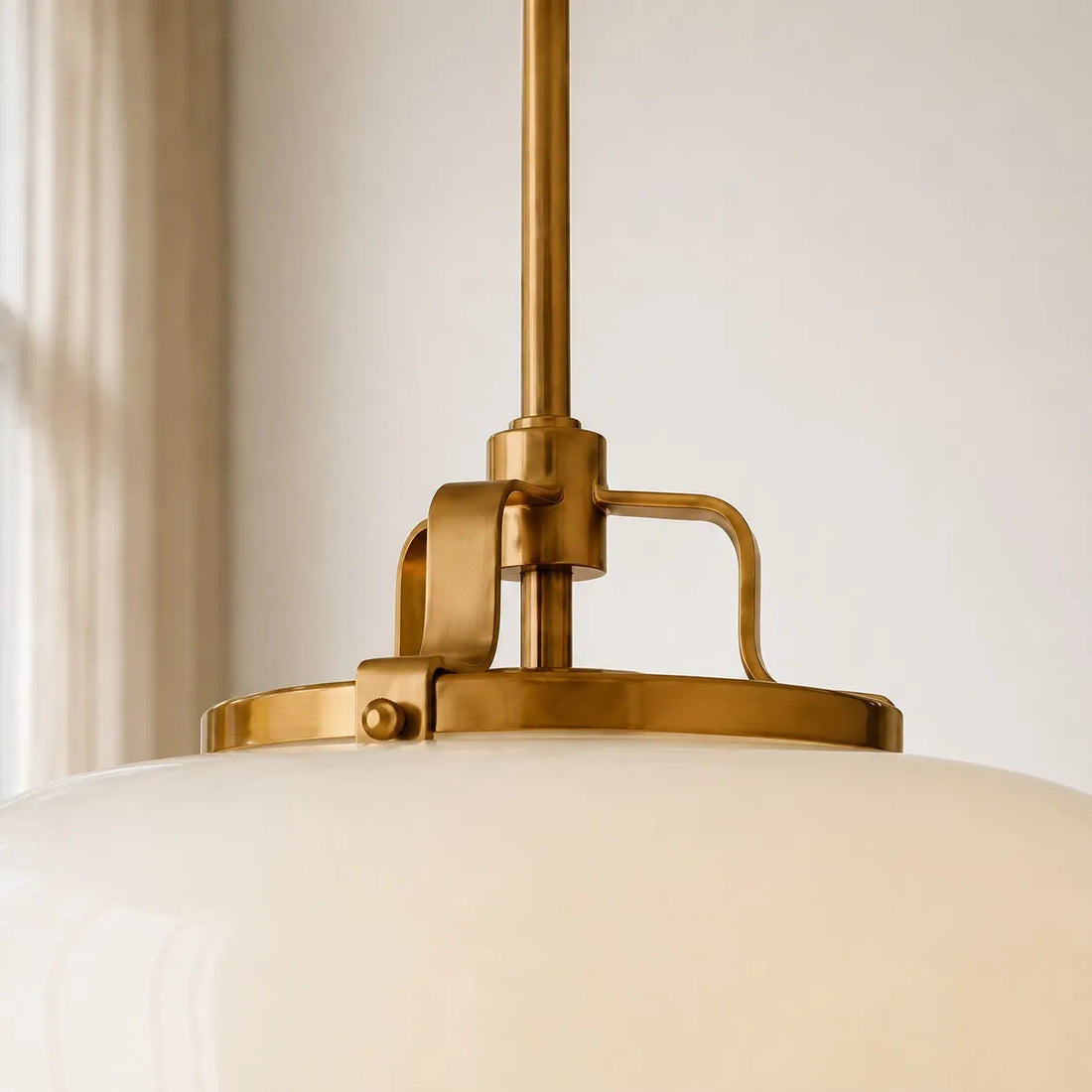 Lirra Opal Glass Pendant Light - Modern Adjustable Metal Drop for Kitchen and Dining
