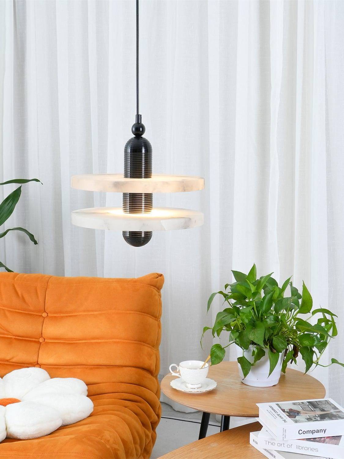 Disc Flying Saucer Marble Pendant Light