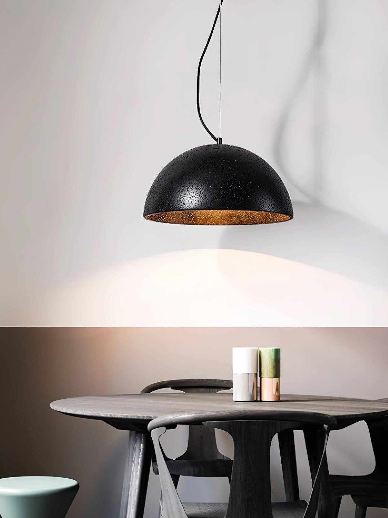 Modern Minimalist Travertine Hemisphere Pendant Lamp