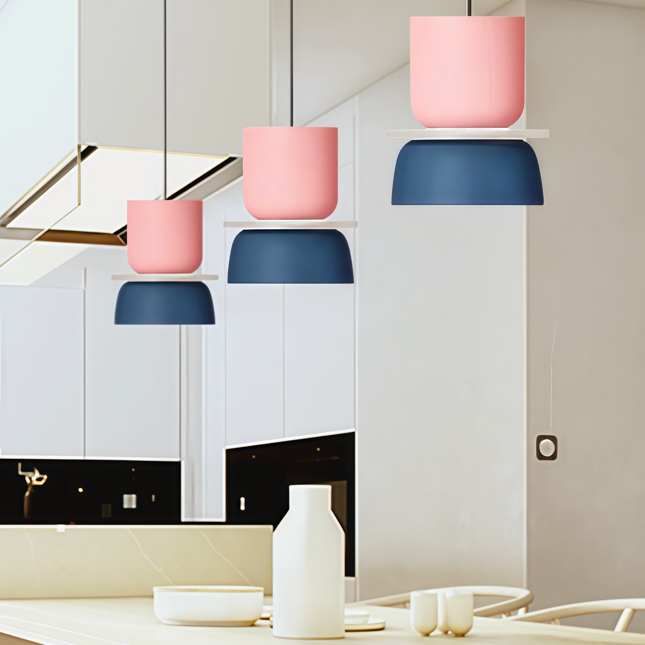 Nordic Style Macaron Pendant Light - Modern Color Block Bowl Shade Lamp