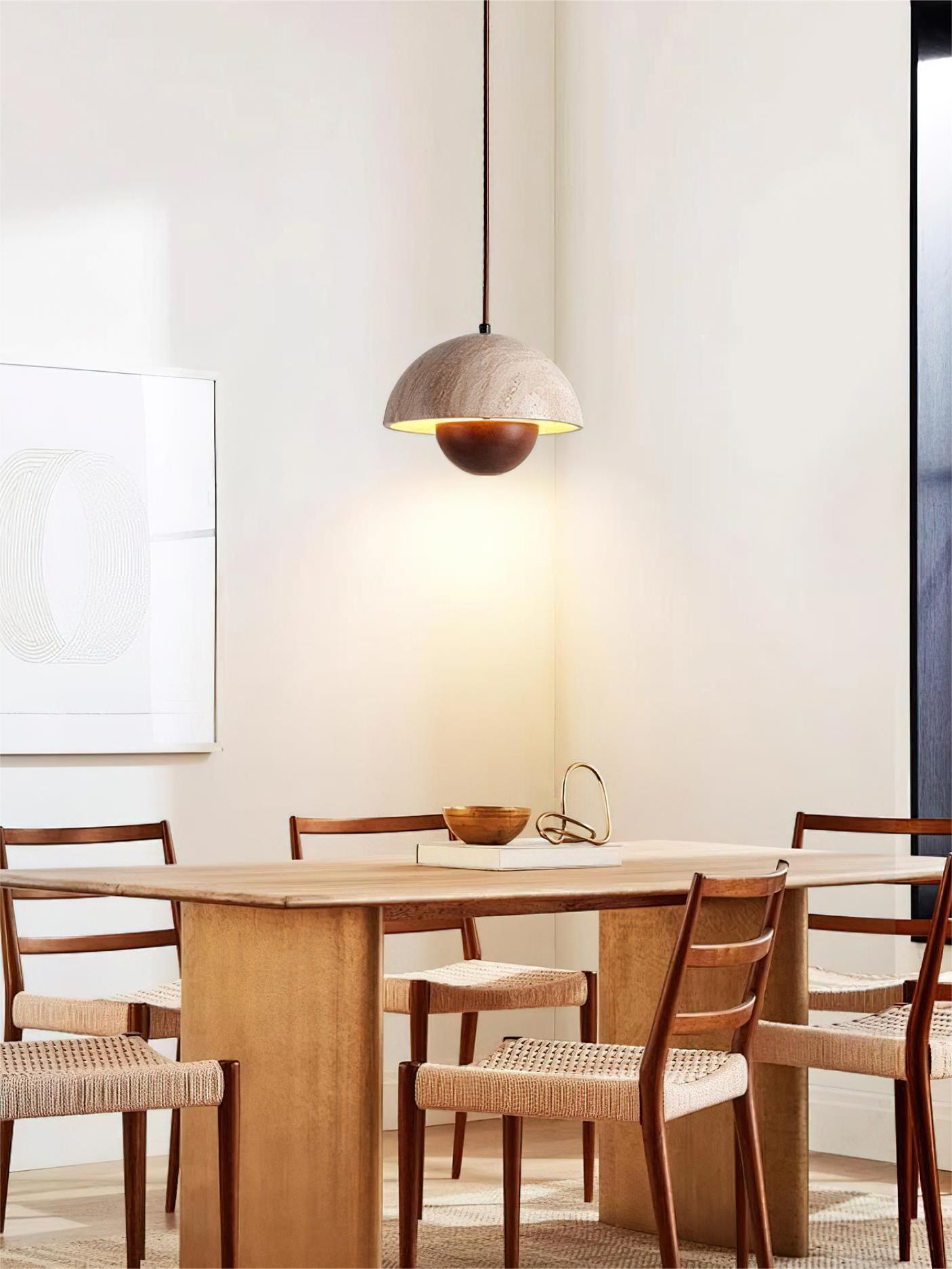 Wabi-Sabi Travertine Flower Bud Pendant Lamp