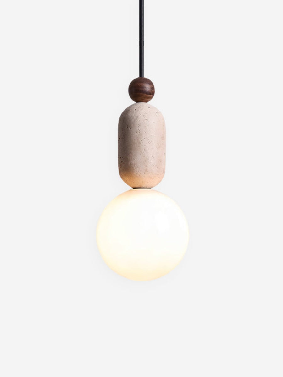 Modern Travertine Three Ring Pendant Light