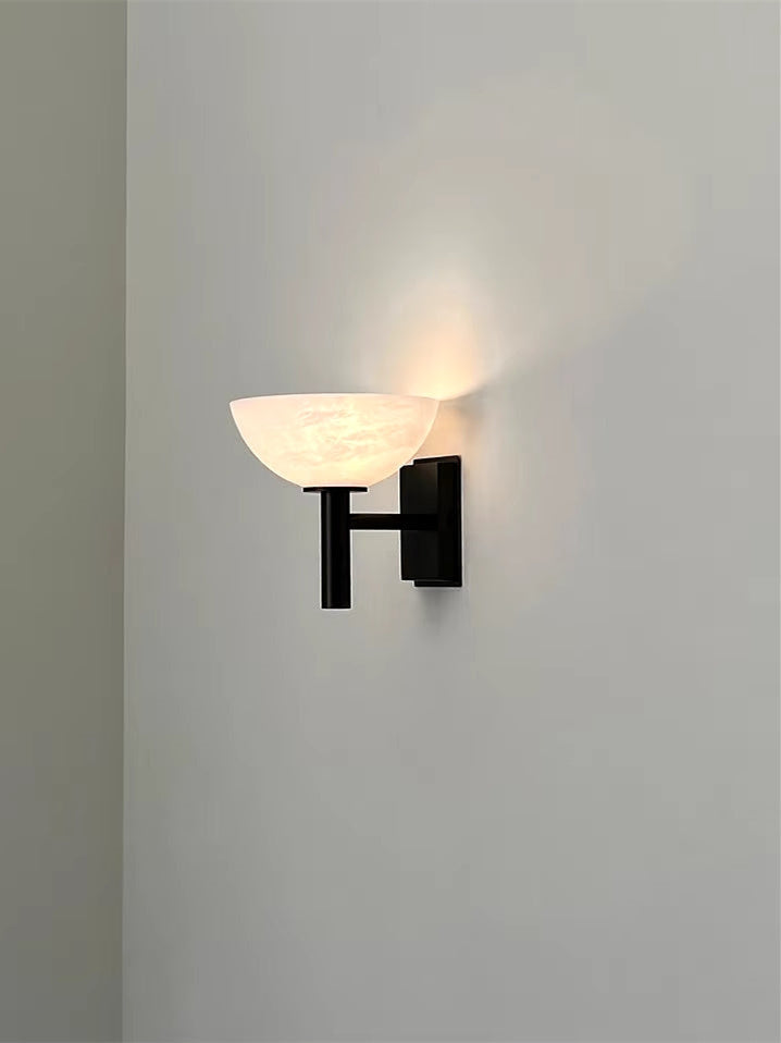 Modern Bowl Shade Marble Wall Sconce