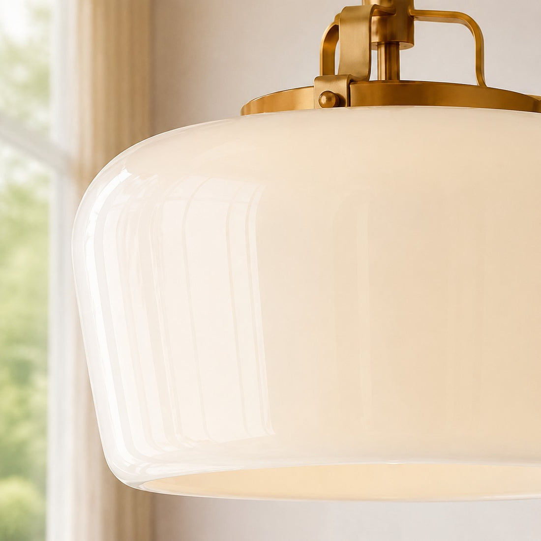 Lirra Opal Glass Pendant Light - Modern Adjustable Metal Drop for Kitchen and Dining