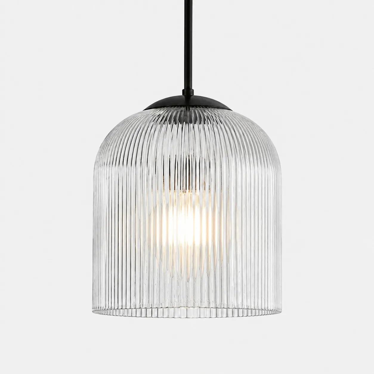 Bravira Ribbed Glass Pendant Light - Elegant Kitchen Island Lamp