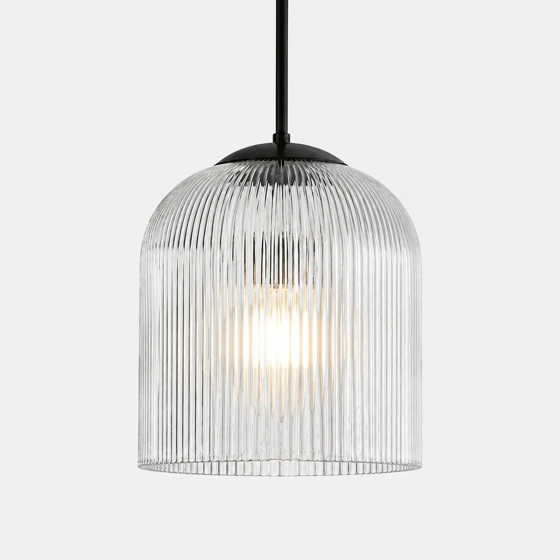 Bravira Ribbed Glass Pendant Light - Elegant Kitchen Island Lamp