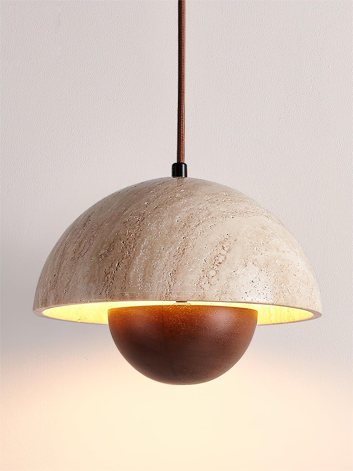 Wabi-Sabi Travertine Flower Bud Pendant Lamp