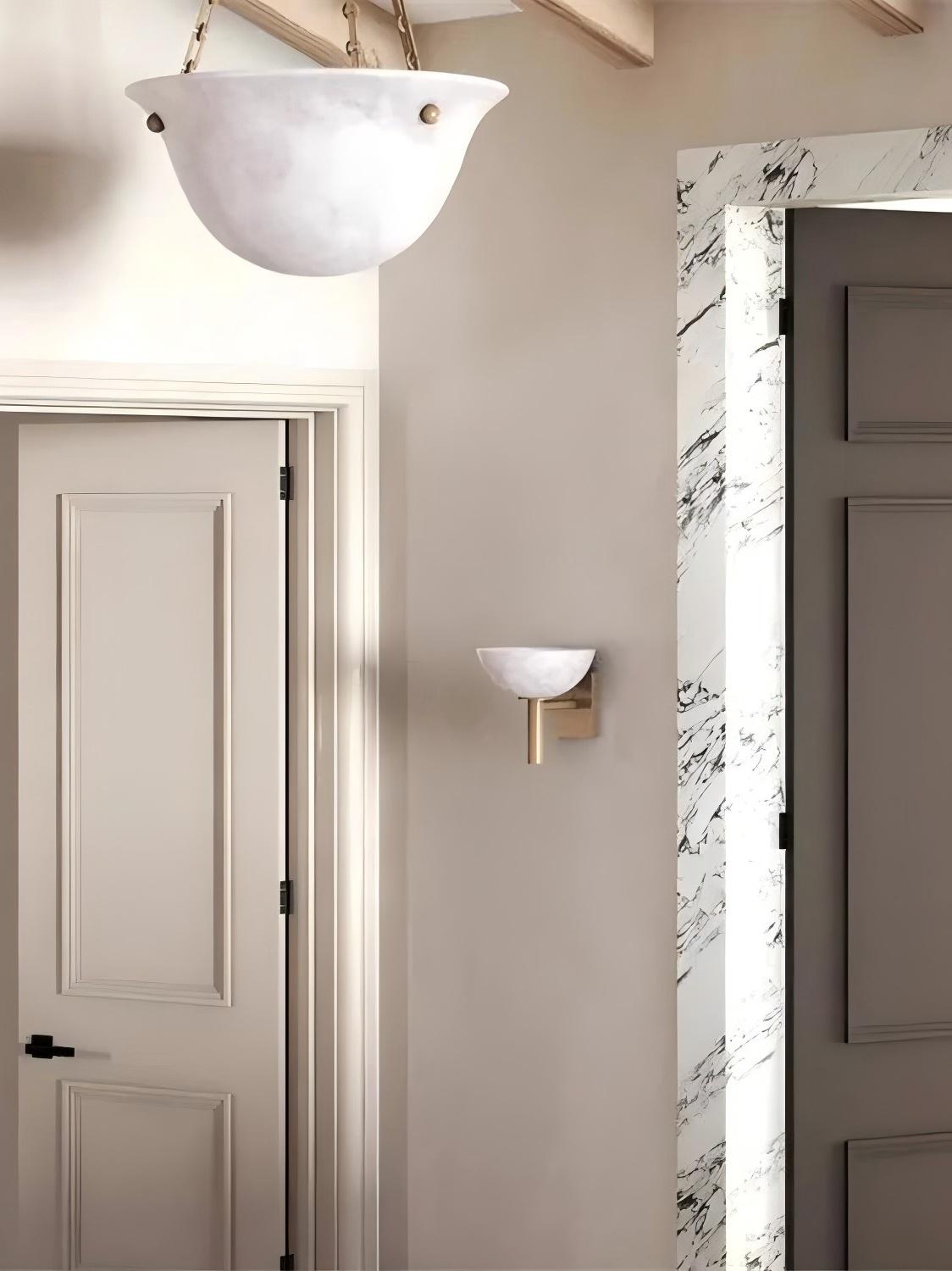 Modern Bowl Shade Marble Wall Sconce