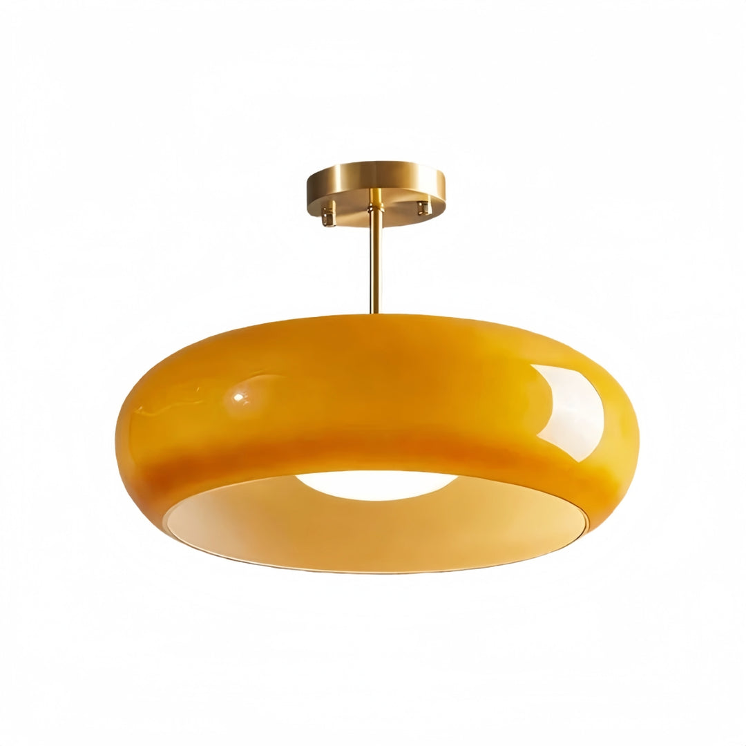 Retro Brass Bauhaus Glass Disc Ceiling Lamp