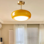 Load image into Gallery viewer, Retro Brass Bauhaus Glass Disc Ceiling Lamp
