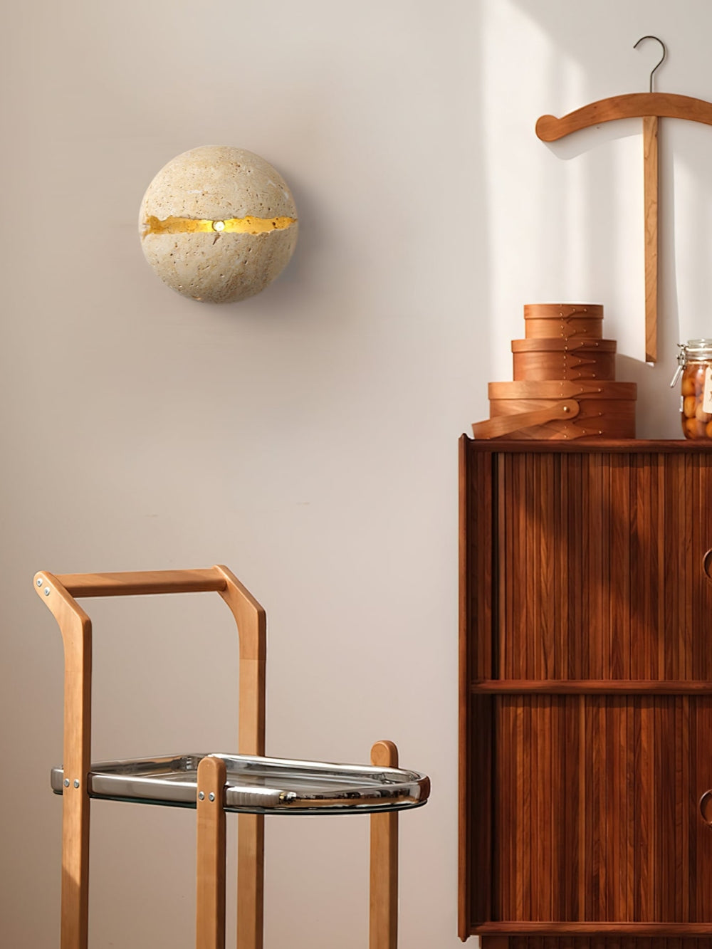 Hemispherical Split Travertine Wall Light