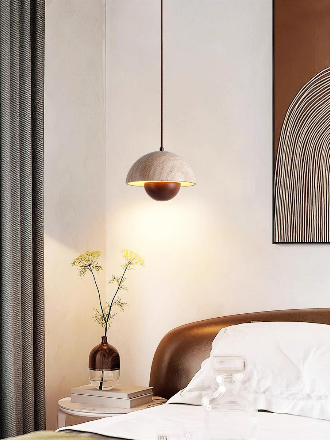 Wabi-Sabi Travertine Flower Bud Pendant Lamp