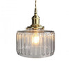 Vintage Wavy Green Glass Pendant Light – Cylinder Shade Hanging Lamp