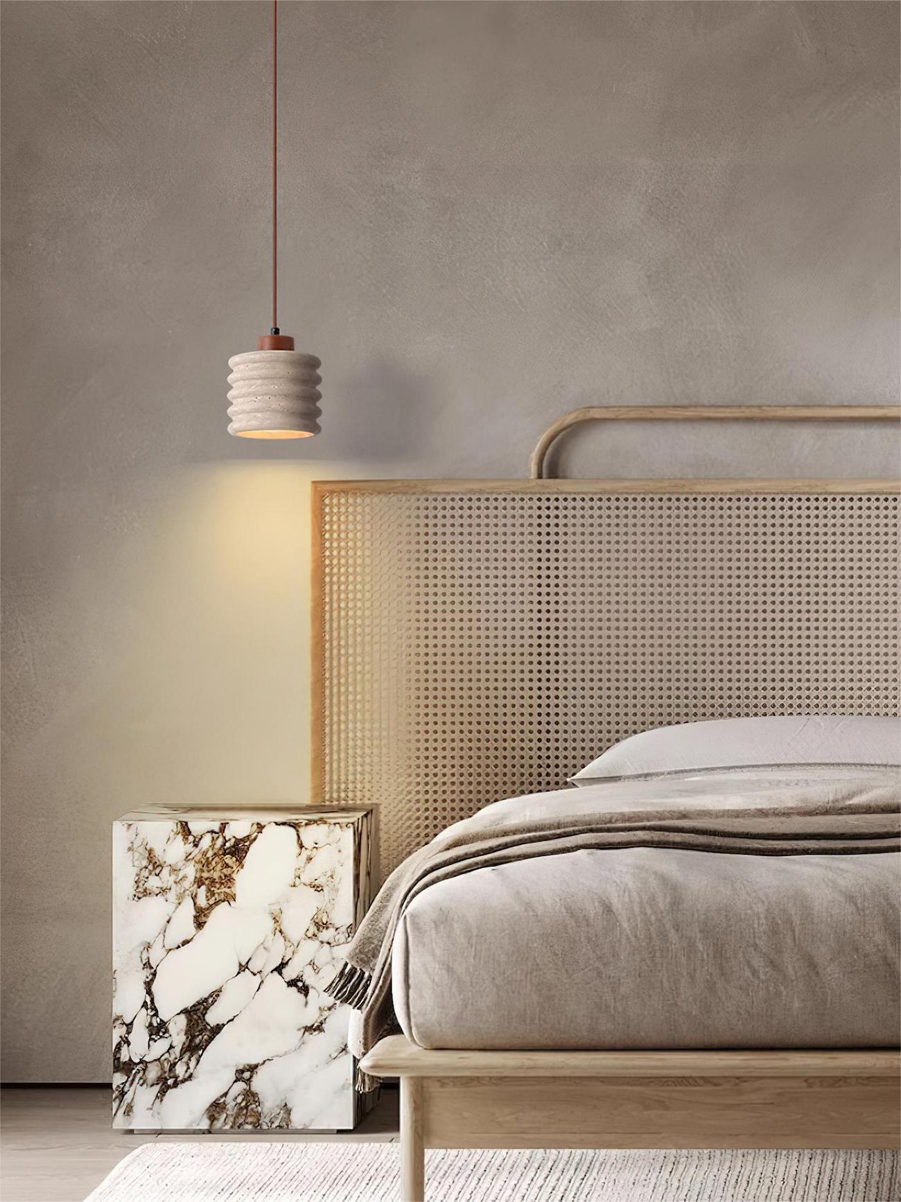 Wabi-Sabi Ripple Travertine Pendant Lamp for Bedroom Cafeteria