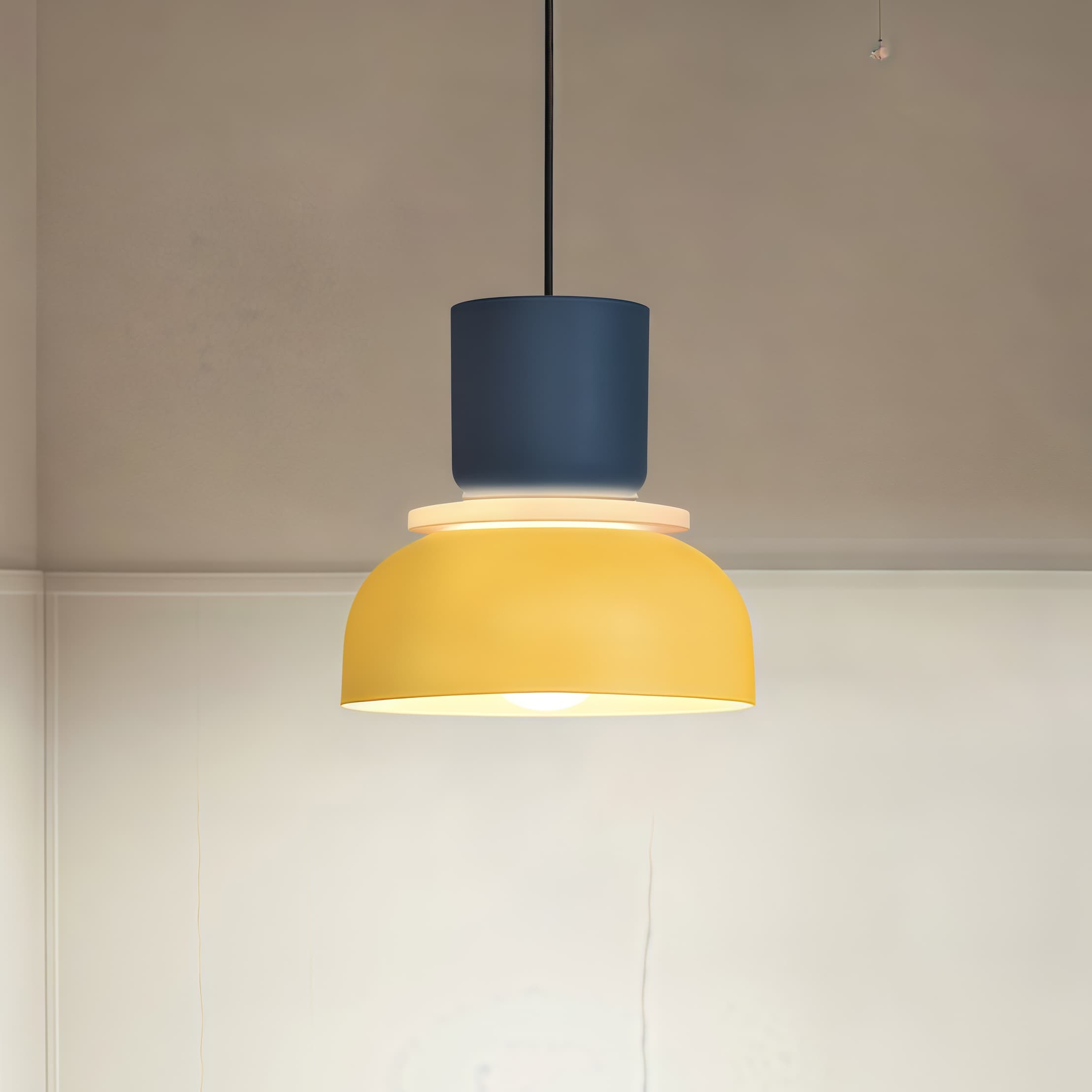 Nordic Style Macaron Pendant Light - Modern Color Block Bowl Shade Lamp