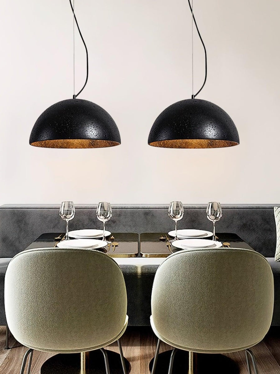 Modern Minimalist Travertine Hemisphere Pendant Lamp