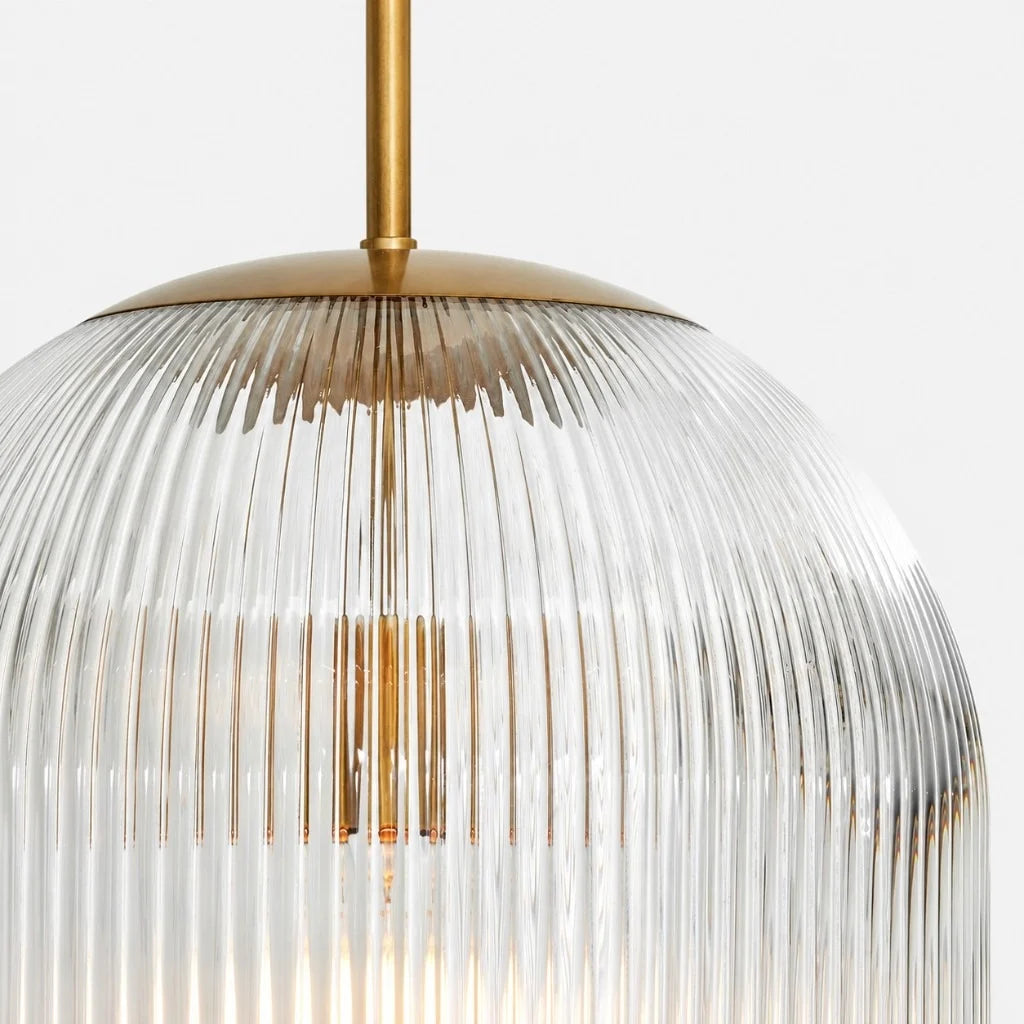 Bravira Ribbed Glass Pendant Light - Elegant Kitchen Island Lamp