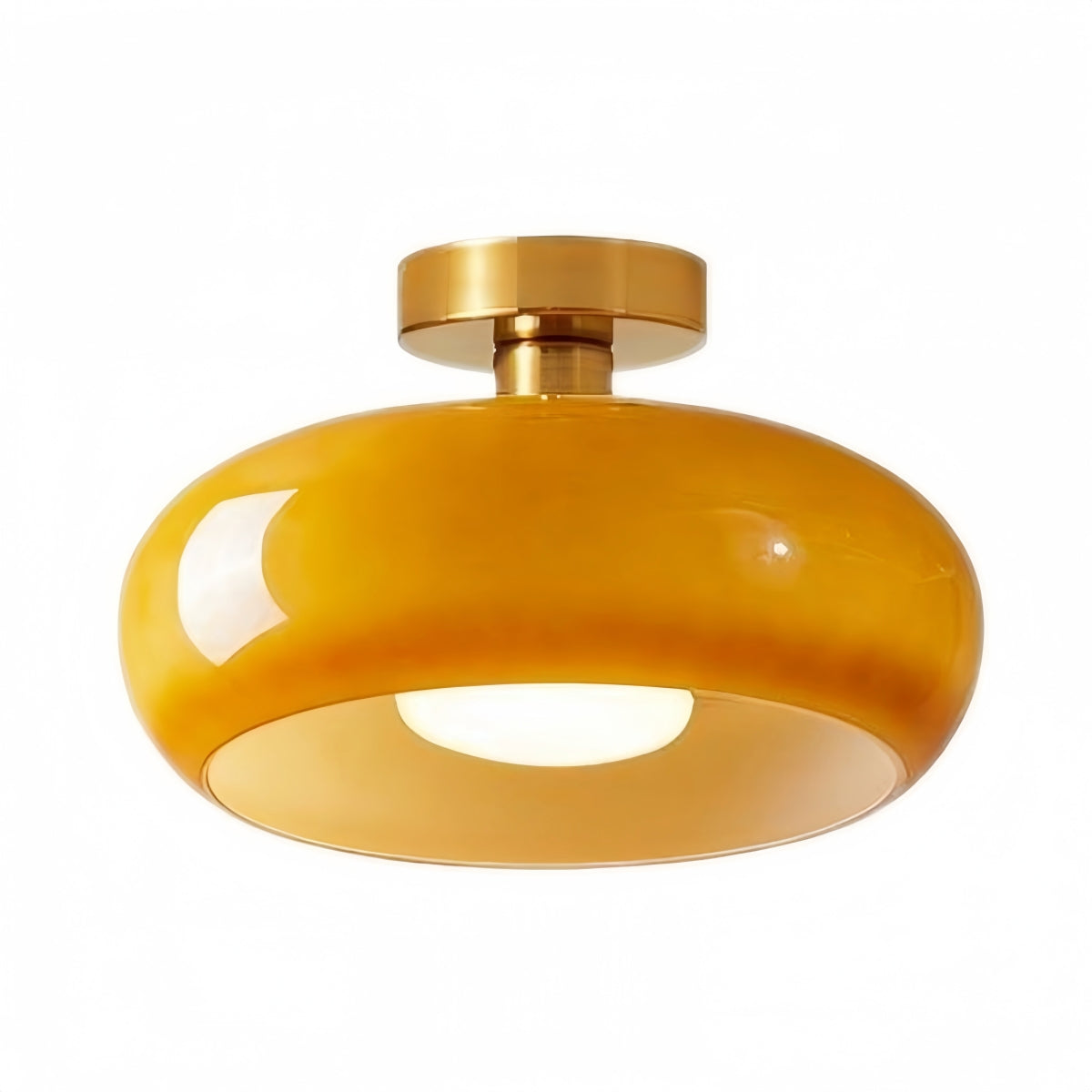 Nordic Style Bauhaus Glass Ceiling Lamp - Retro Brass Glass Disc Light