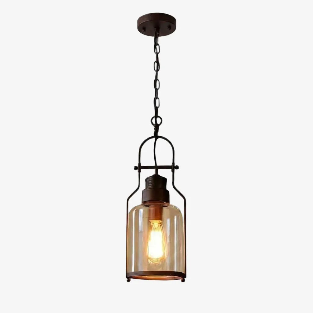 Black Bell Jar Cylinder Glass Pendant Light – Rustic Industrial Design