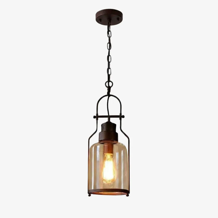 Black Bell Jar Cylinder Glass Pendant Light – Rustic Industrial Design