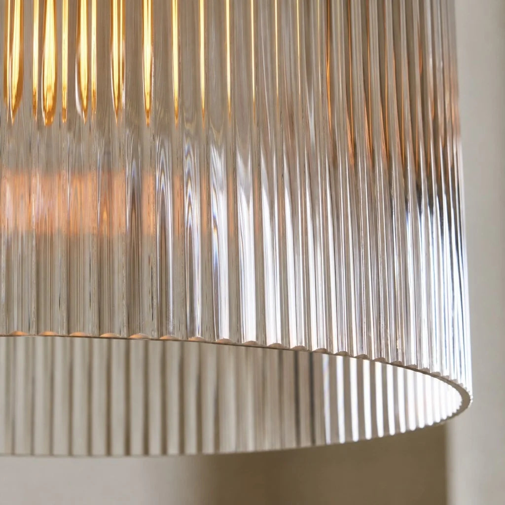 Bravira Ribbed Glass Pendant Light - Elegant Kitchen Island Lamp