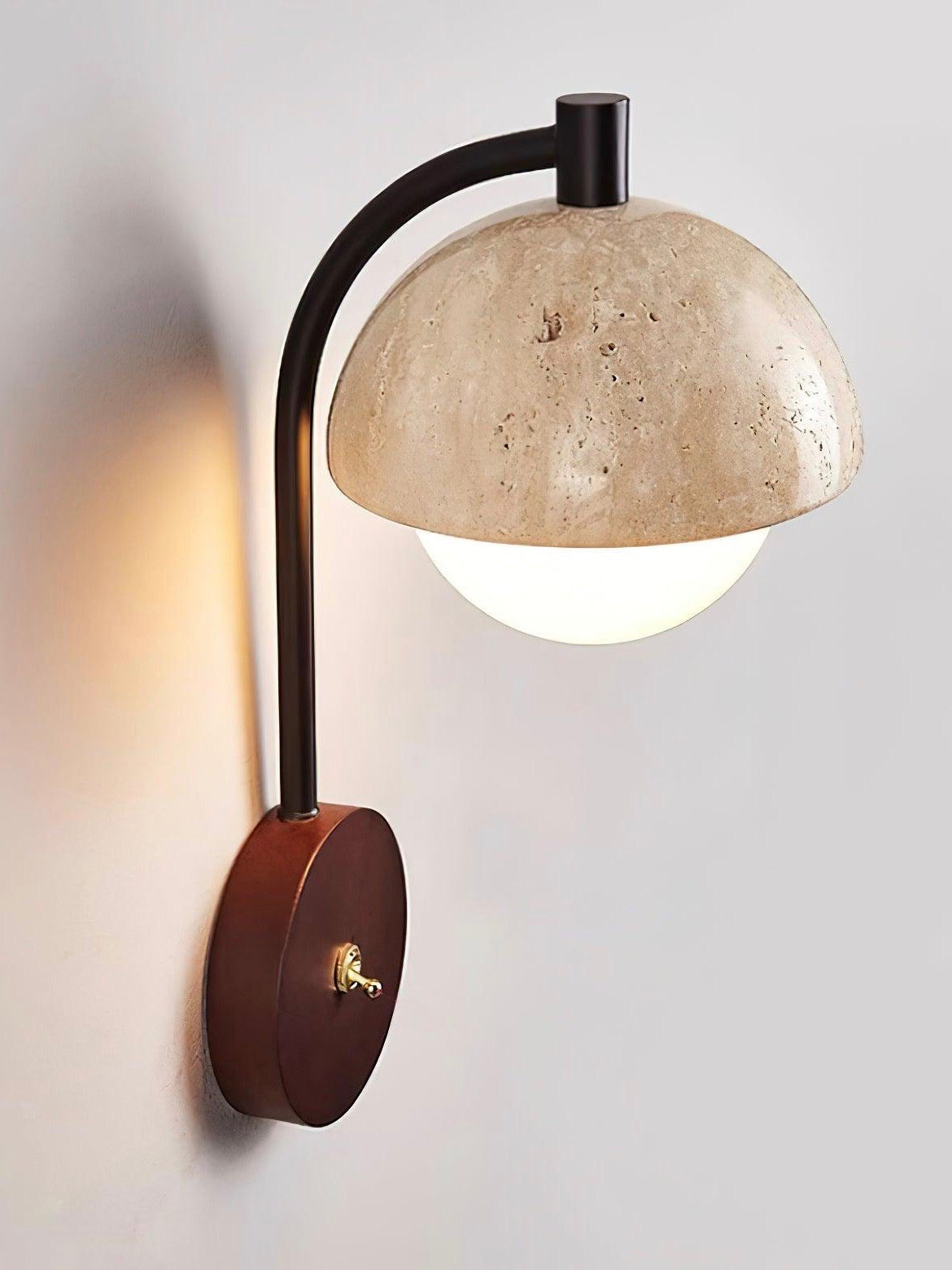 Wabi-Sabi Style Travertine Half-Sphere Design Wall Lamp for Living Rooms and Bedrooms