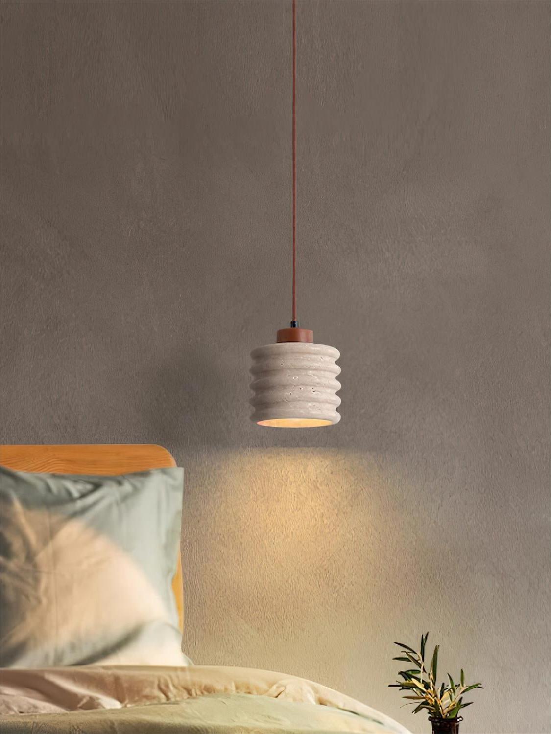 Wabi-Sabi Ripple Travertine Pendant Lamp for Bedroom Cafeteria