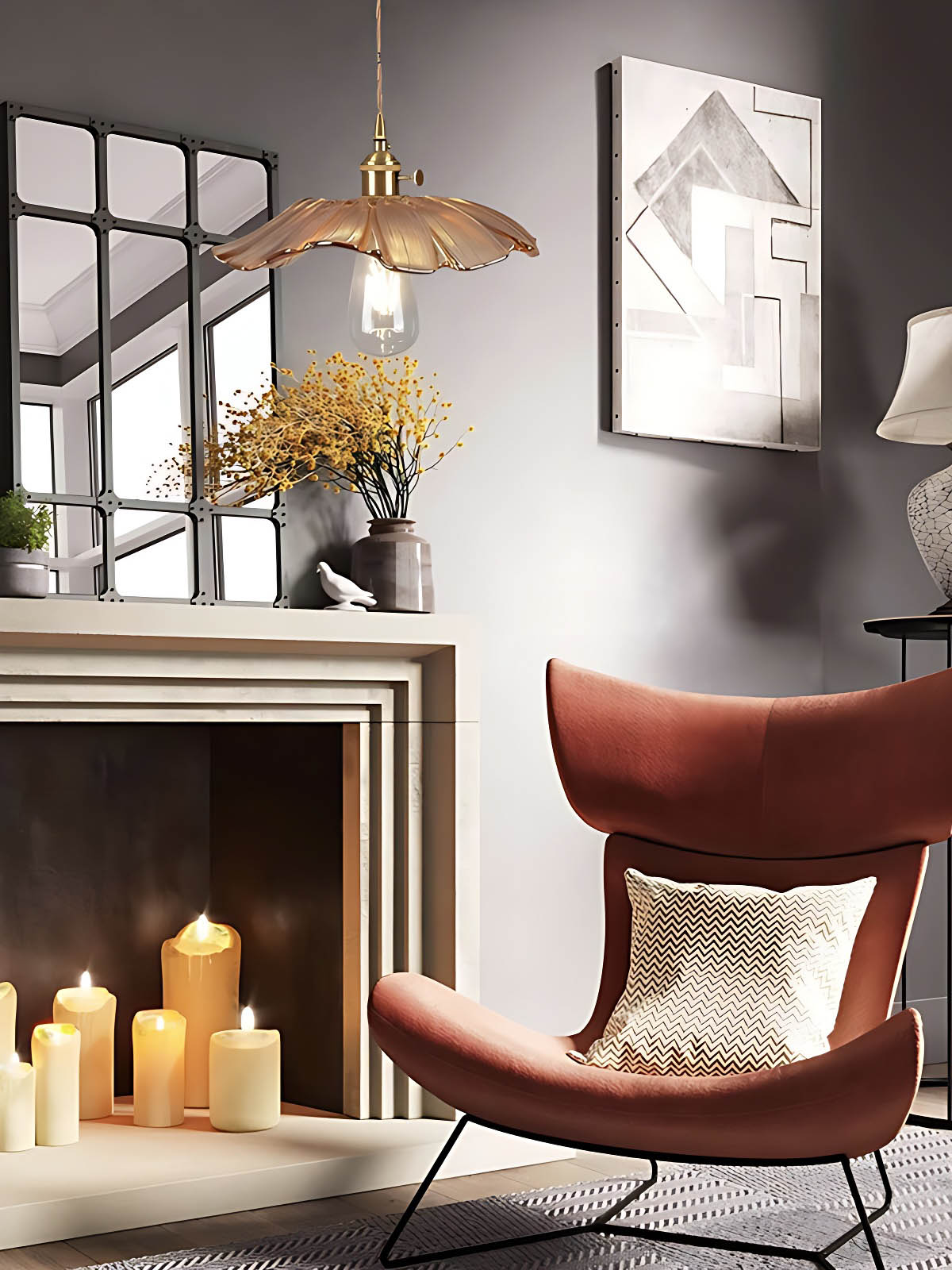 Nordic Flower Glass Pendant Light for Living Room